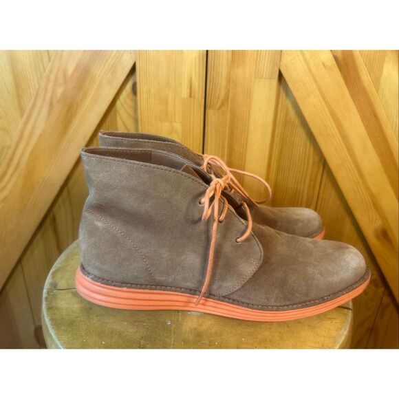 Cole Haan Lunargrand Boot Brown Orange Suede Chukka Size 9B - Picture 1 of 8